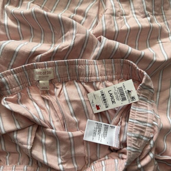 NWT State of Day Flannel Pajama Pants Women's Pink/White Striped Elastic Waist - Picture 5 of 5